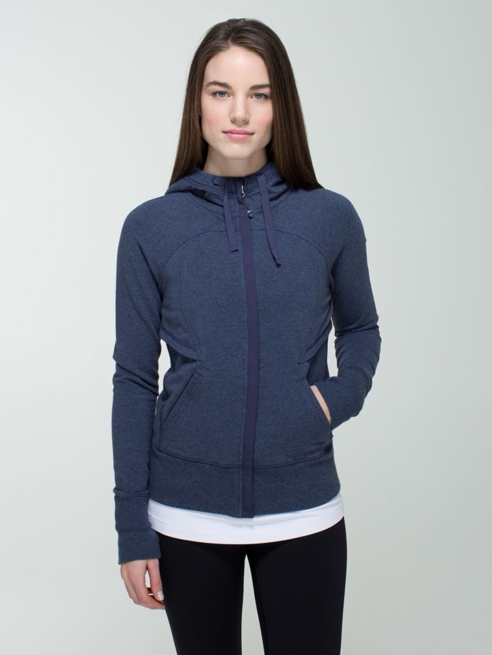 LULULEMON AFTER ASANA HOODIE HEATHERED CADET BLUE WOMEN'S 10